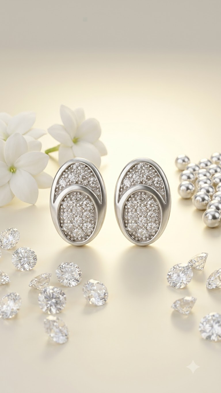 925 Sterling Silver Chic Pair of Cubic Zircon Stud Earrings
