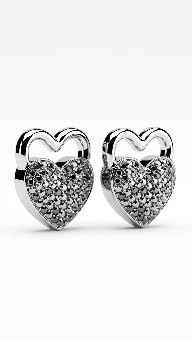 925 Sterling Silver Cute Heart-Shaped Cz Studs