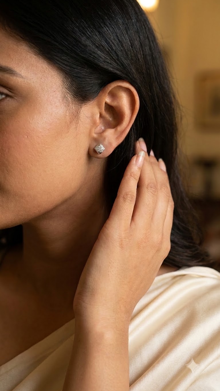 925 Sterling Silver Square Cz Studs
