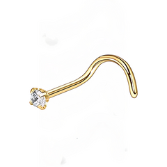 18K Gold Plated Dot Size Tiny Round 3 MM White CZ Nose Pin with wire in 92.5 Silver