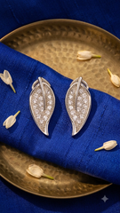 925 Sterling Silver Long Leaf Shape Cubic Zircon Studs
