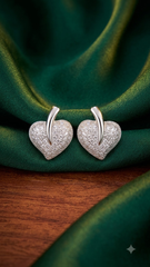 925 Sterling Silver Heart-Shaped Cubic Zircon Stud