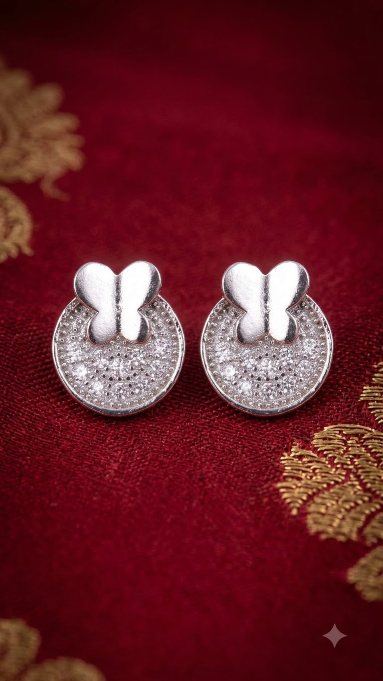 925 Sterling Silver Designer Cubic Zircon Stud Earrings