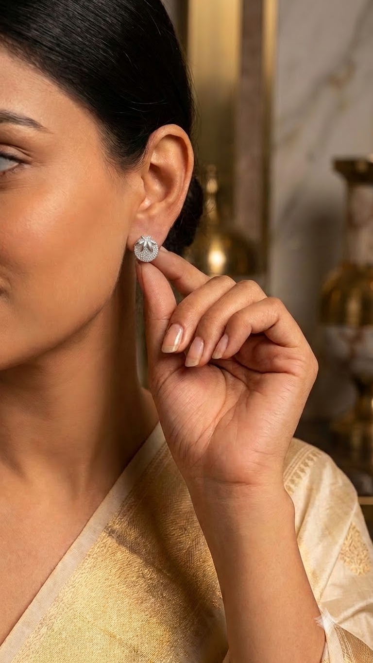 925 Sterling Silver Tomato Shape Studs Earrings