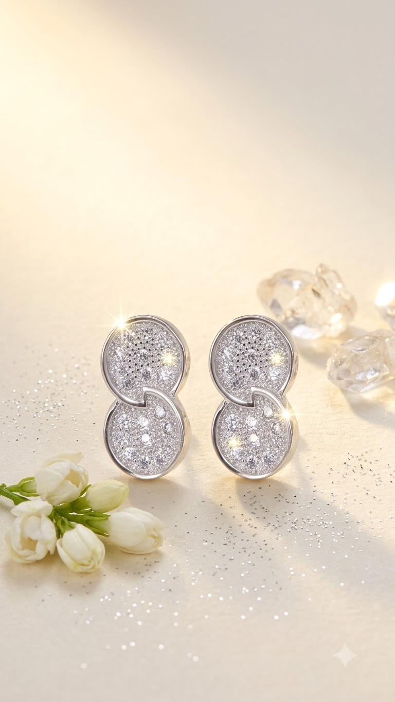 925 Sterling Silver Stylish Infinity Cubic Zircon Stud Earrings