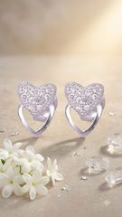 925 Sterling Silver Heart-Shaped Cubic Zirconia Studs Earrings