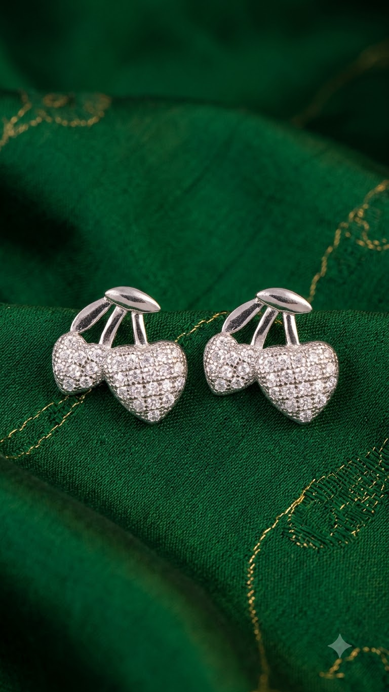 925 Sterling Silver Designer Love Heart Studs With Cubic Zirconia CZ Stones