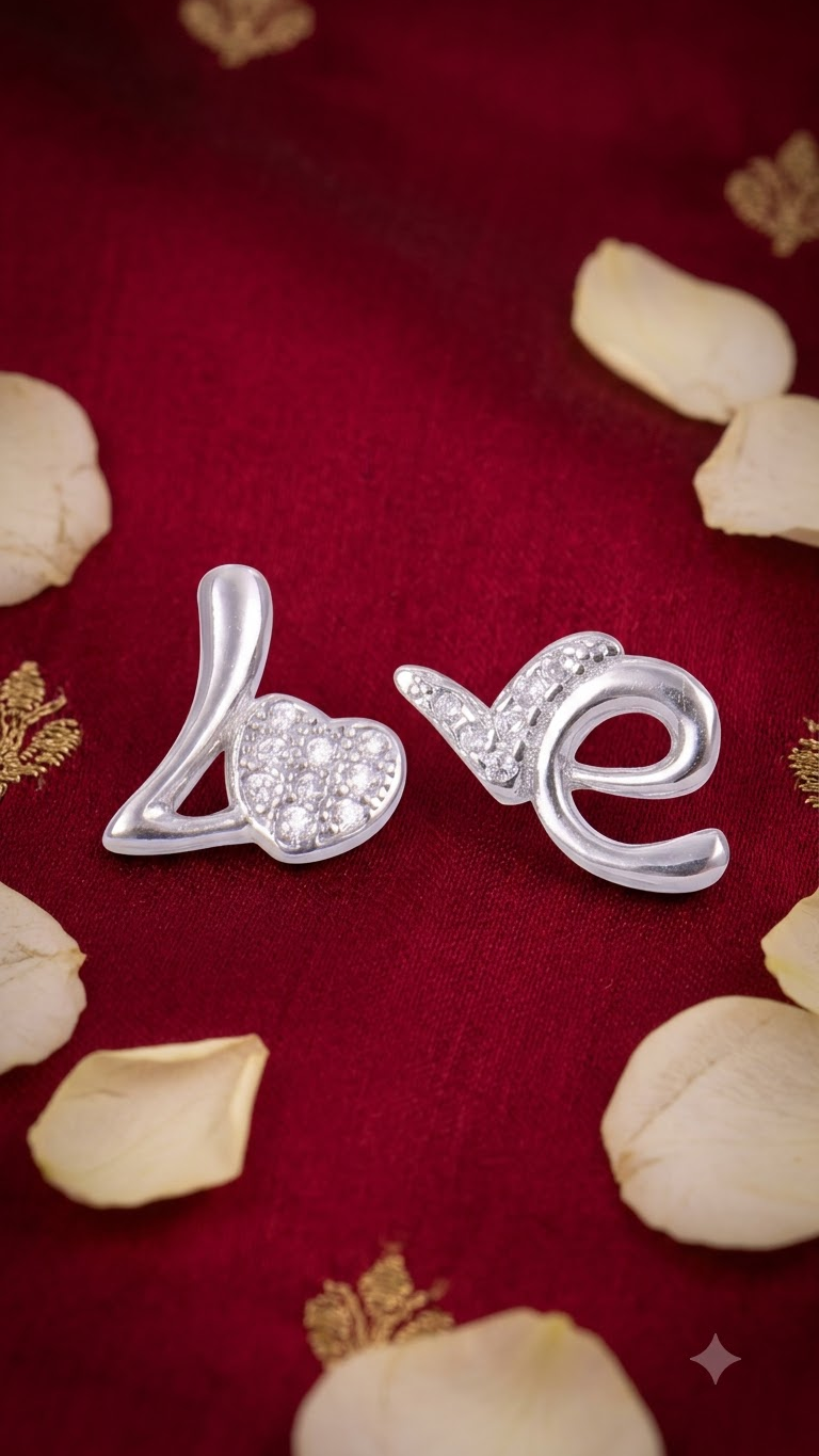 925 Sterling Silver Heart-Shaped Cubic Zirconia Studs Earrings