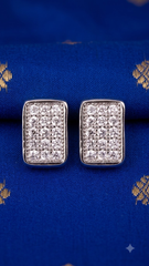 925 Sterling Silver Small Rectangle Shape Cubic Zircon Studs