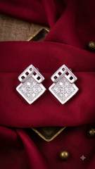 925 Sterling Silver Unique and Pair of Cubic Zircon Stud