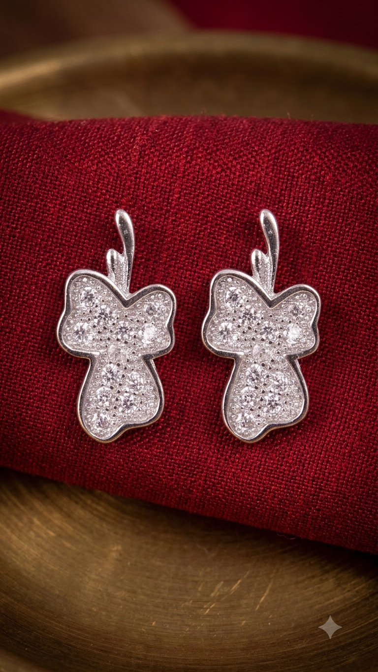 925 Sterling Silver Leaf Shape Cubic Zircon Studs