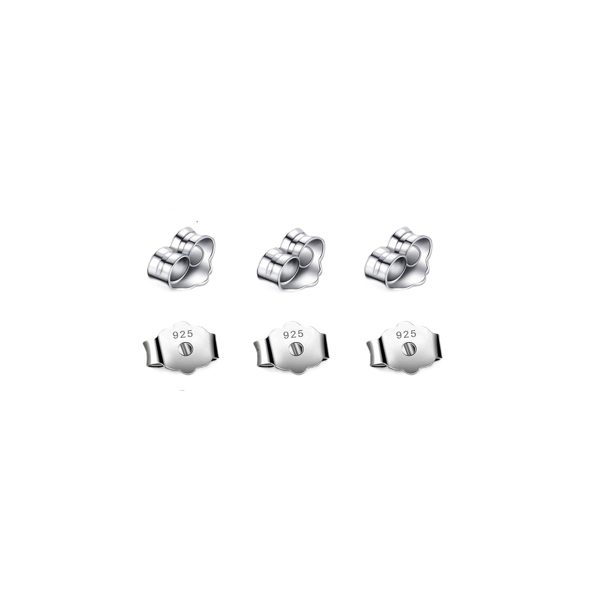Butterfly Push Backs for Stud Earrings for Women in Sterling Silver - 3 Pairs
