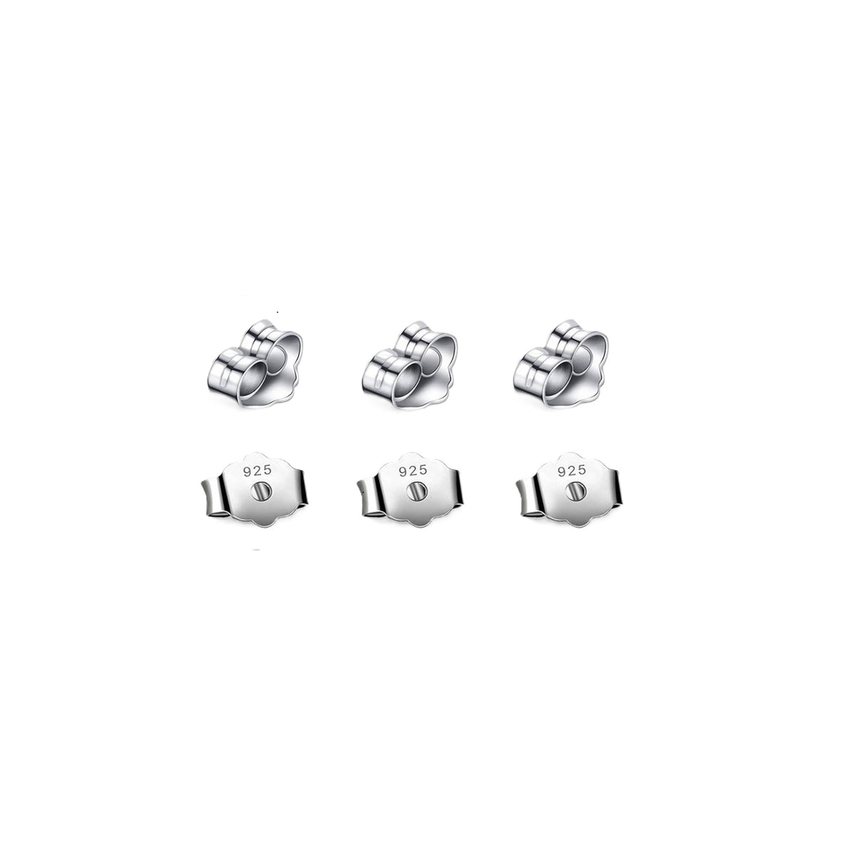 Butterfly Push Backs for Stud Earrings for Women in Sterling Silver - 3 Pairs