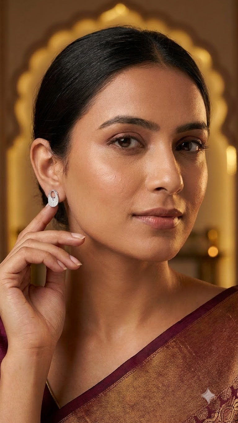 925 Sterling Silver beautiful pair of Cubic Zircon Studs