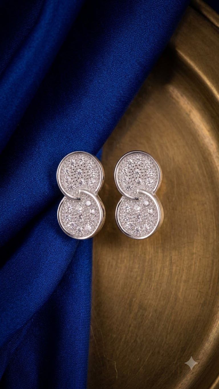 925 Sterling Silver Stylish Infinity Cubic Zircon Stud Earrings