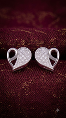 925 Sterling Silver Heart-Shaped Cubic Zirconia Studs Earrings