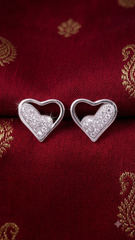 925 Sterling Silver Heart-Shaped Cubic Zirconia Studs Earrings