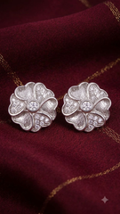 925 Sterling Silver Flower Shape Cubic Zircon Studs