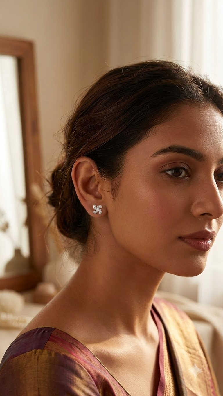 925 Sterling Silver Geomatrical Cz Studs