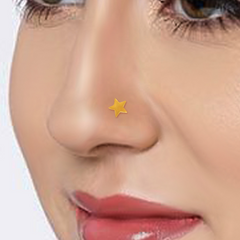 Gold Plated Star Shape Nose Pin with wire in 92.5 Sterling Silver for Women and Girls (Small)