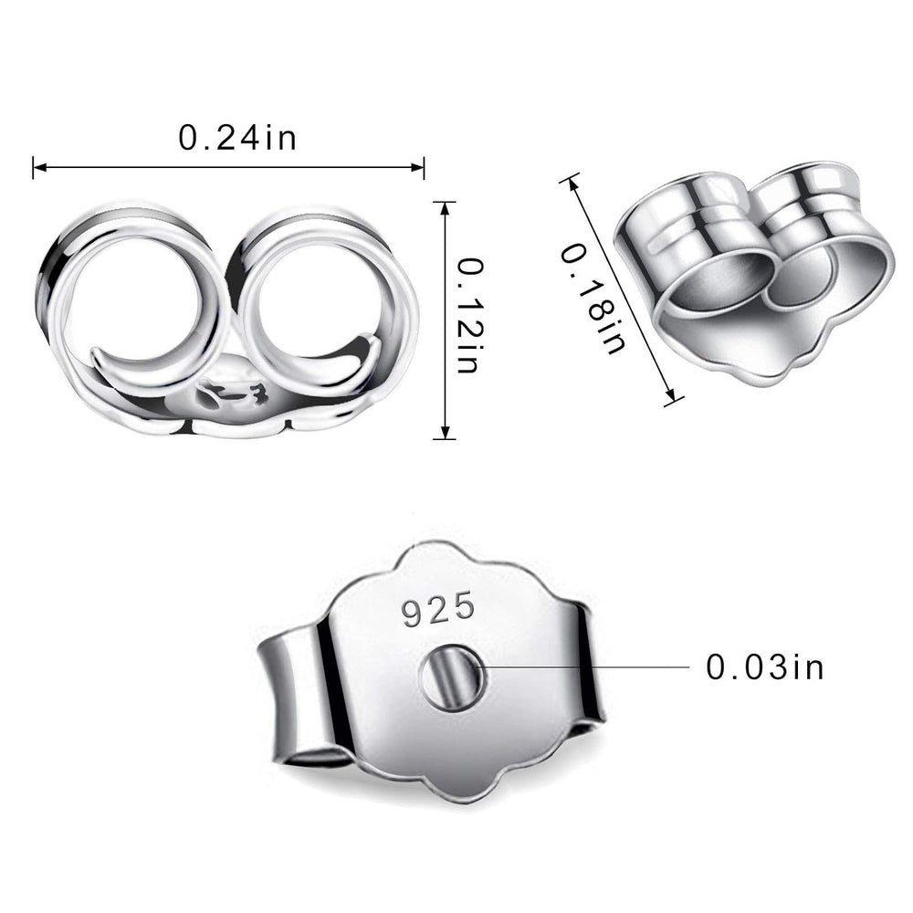 Butterfly Push Backs for Stud Earrings for Women in Sterling Silver - 3 Pairs