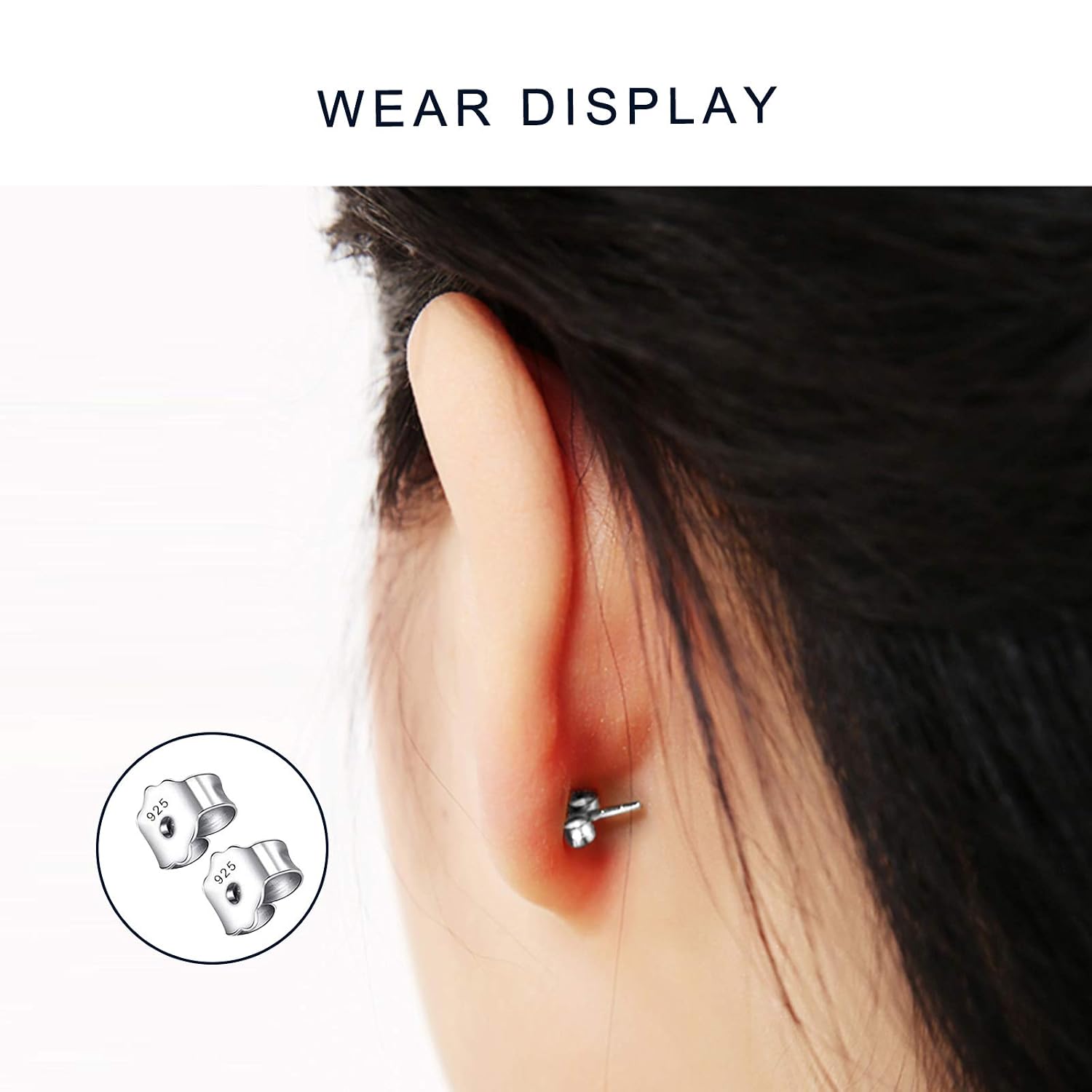 Butterfly Push Backs for Stud Earrings for Women in Sterling Silver - 3 Pairs