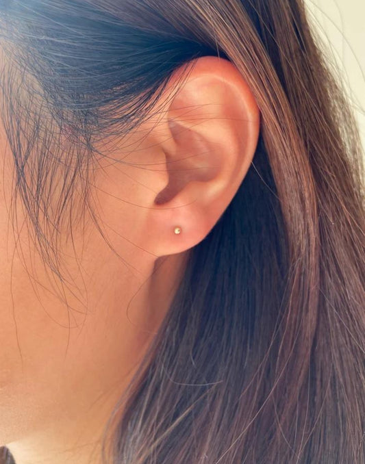 2 mm Gold Plated Piercing Ball 925 Silver Stud Earrings