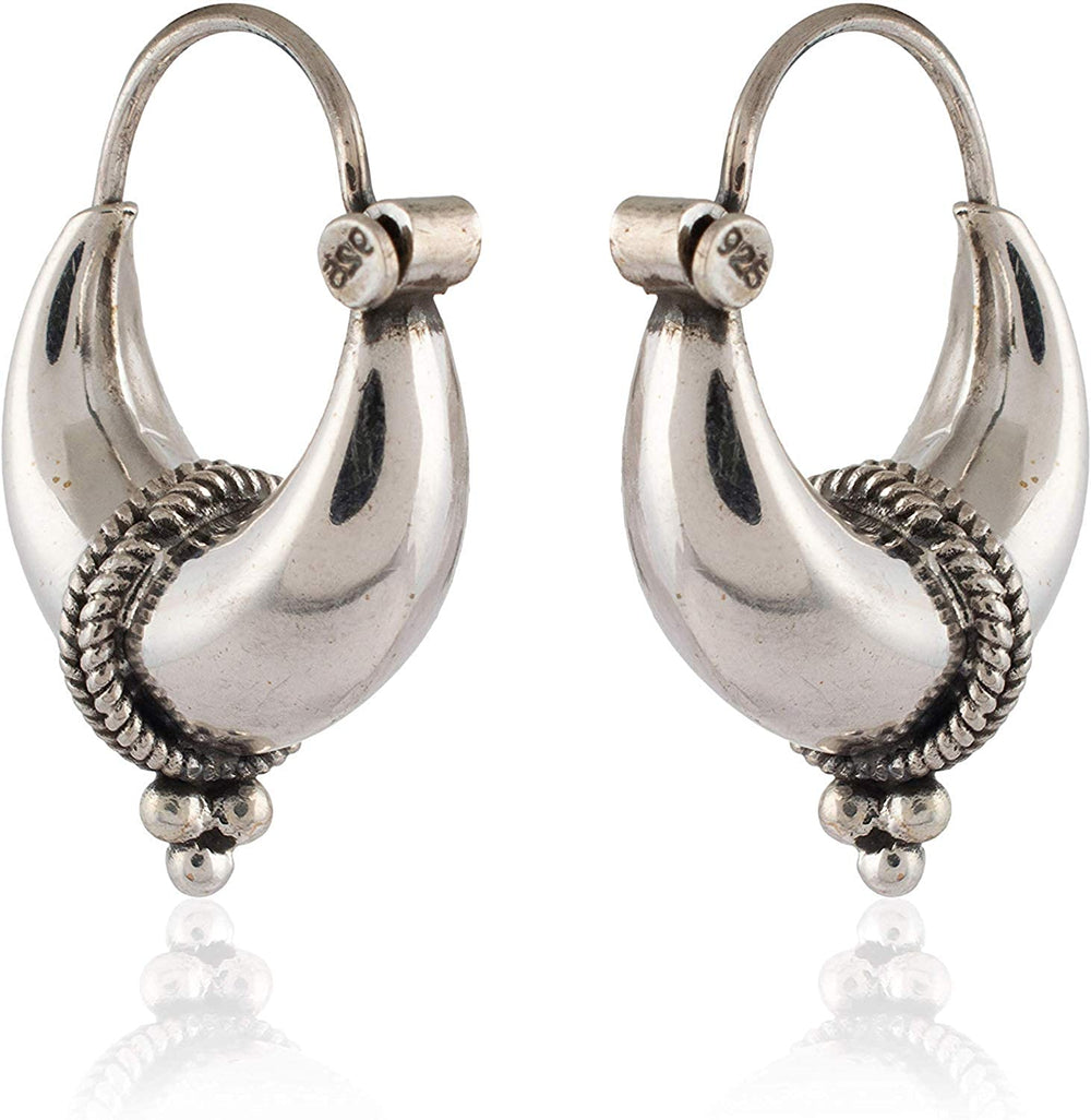 Pure 925 Sterling Silver Unisex Hoop Earrings