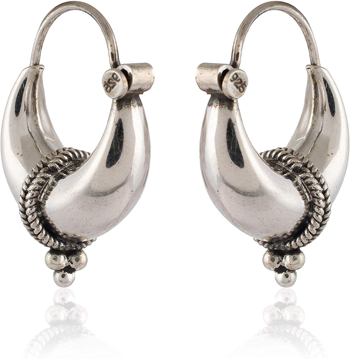 Pure 925 Sterling Silver Unisex Hoop Earrings