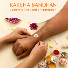 92.5 Sterling Silver Swastik Rakhi Red Thread