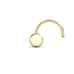 18k Gold Plated Flat Round 3 mm Nose Pin with wire in 92.5 Sterling Silver for Women and Girls