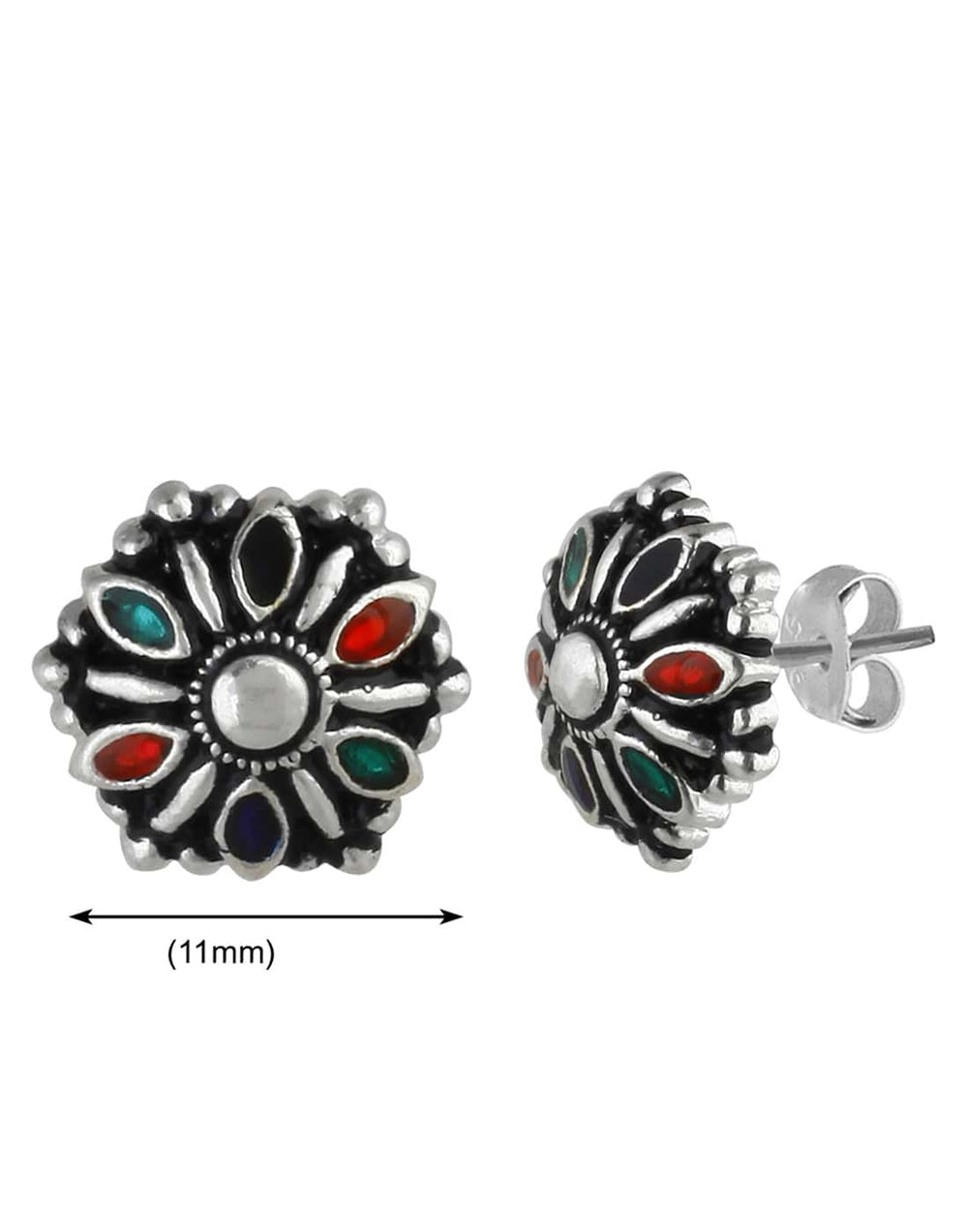 92.5 Silver and Unisexual Meena Work light weighted Studs - Studs