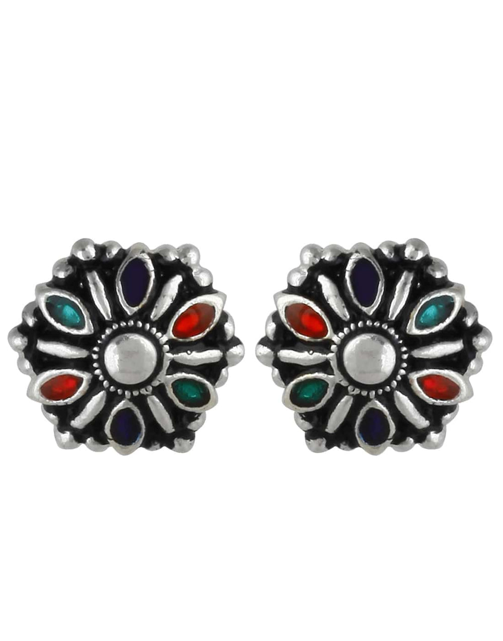 92.5 Silver and Unisexual Meena Work light weighted Studs - Studs