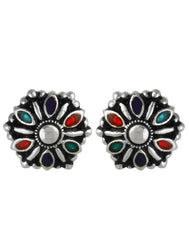 92.5 Silver and Unisexual Meena Work light weighted Studs - Studs