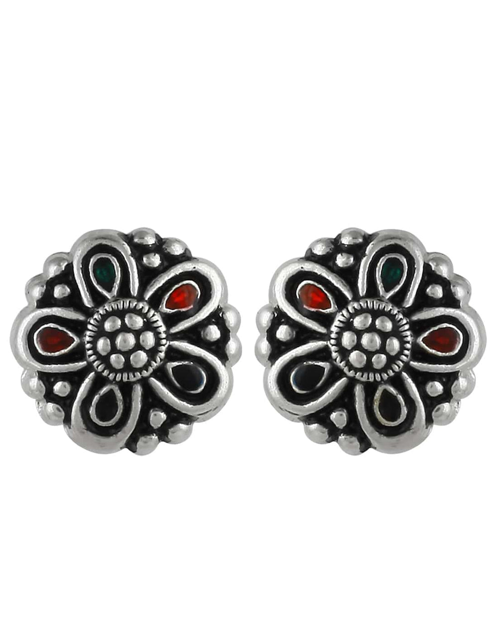 92.5 Silver and Unisexual Meena Work light weighted Studs - Studs