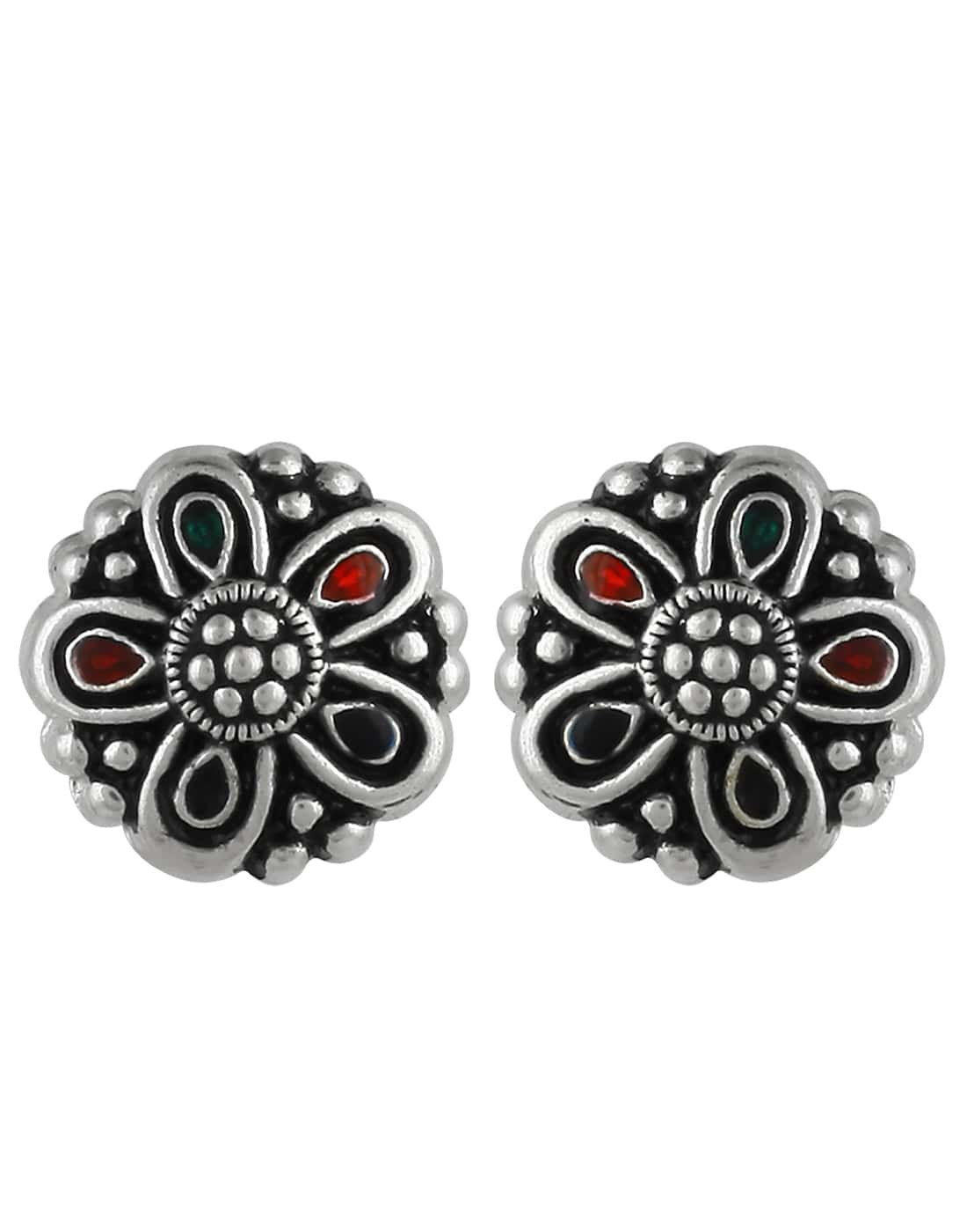 92.5 Silver and Unisexual Meena Work light weighted Studs - Studs