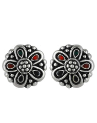 92.5 Silver and Unisexual Meena Work light weighted Studs - Studs