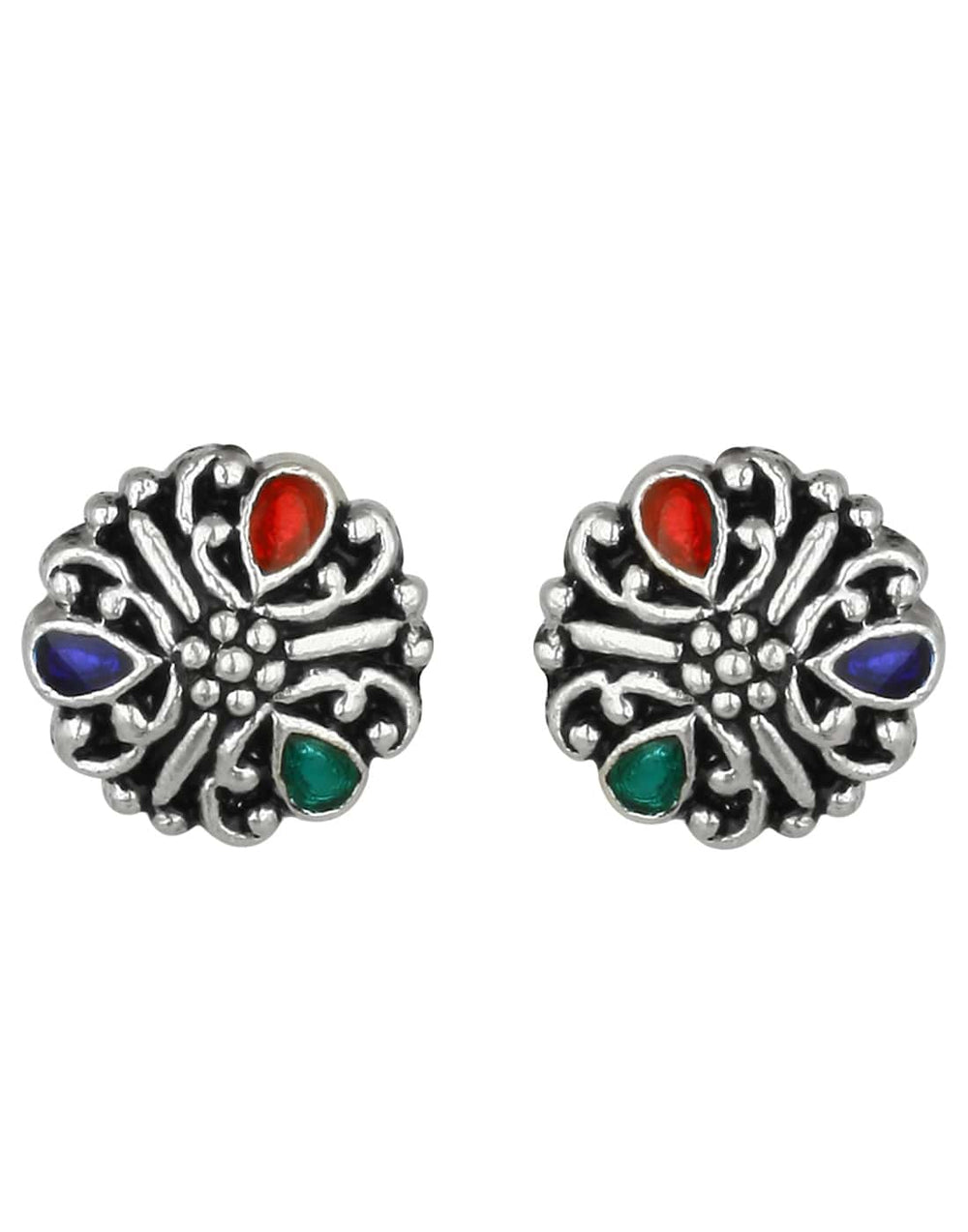 92.5 Silver and Unisexual Meena Work light weighted Studs - Studs