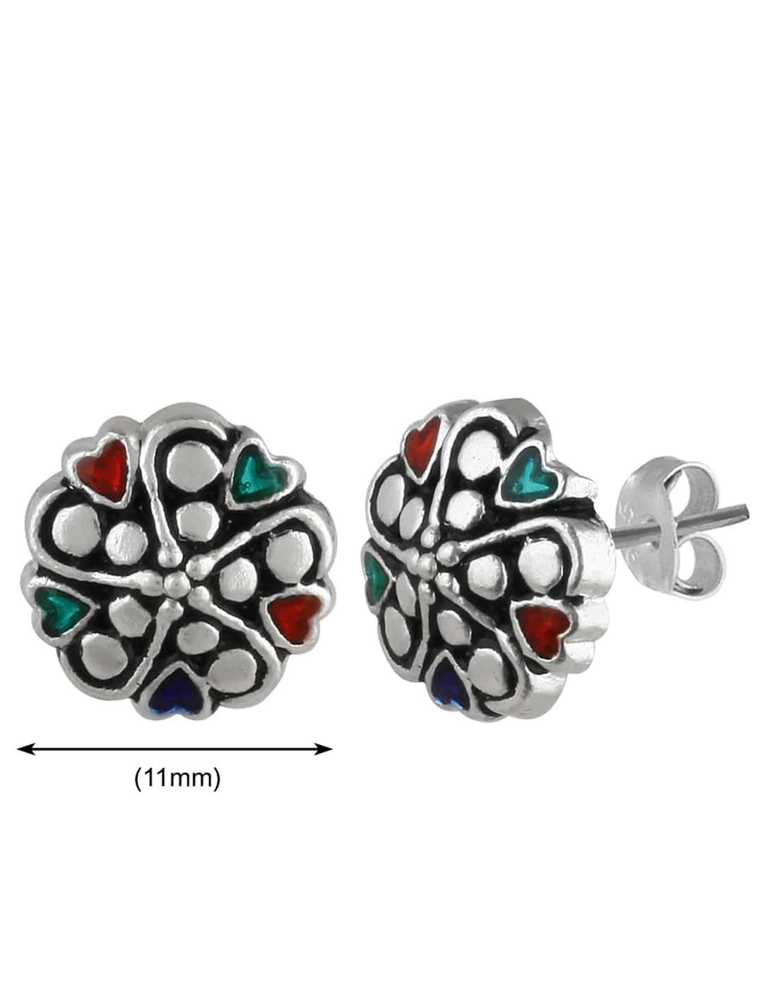 92.5 Silver and Unisexual Meena Work light weighted Studs - Studs