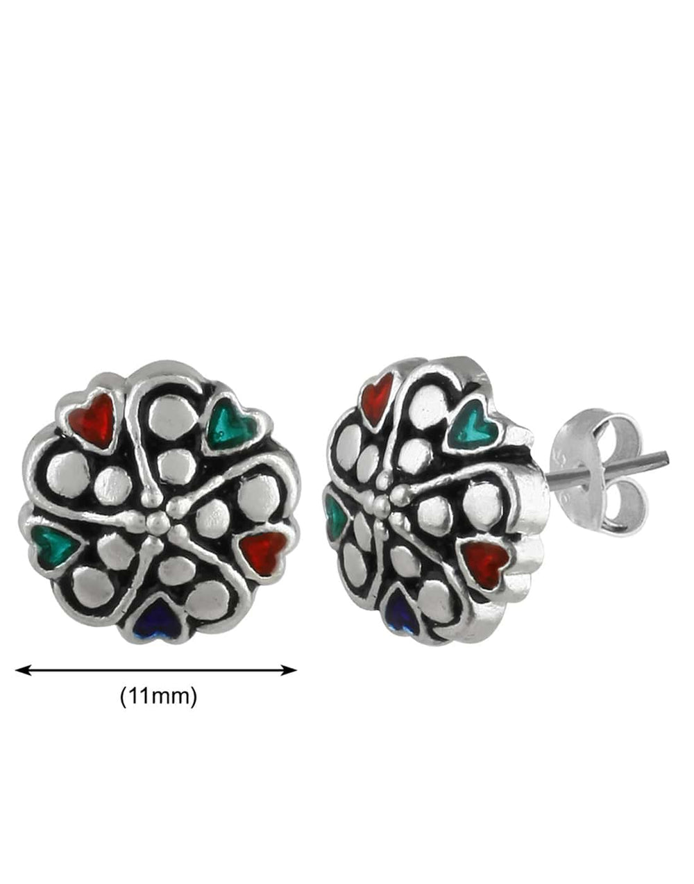 92.5 Silver and Unisexual Meena Work light weighted Studs - Studs