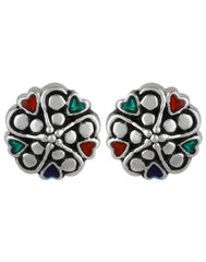 92.5 Silver and Unisexual Meena Work light weighted Studs - Studs