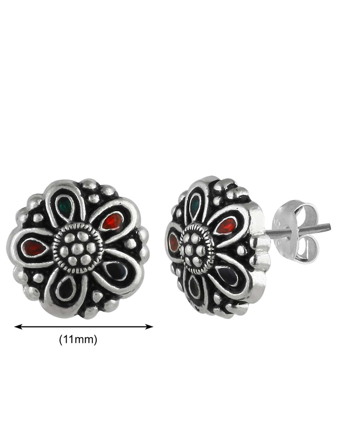 92.5 Silver and Unisexual Meena Work light weighted Studs - Studs