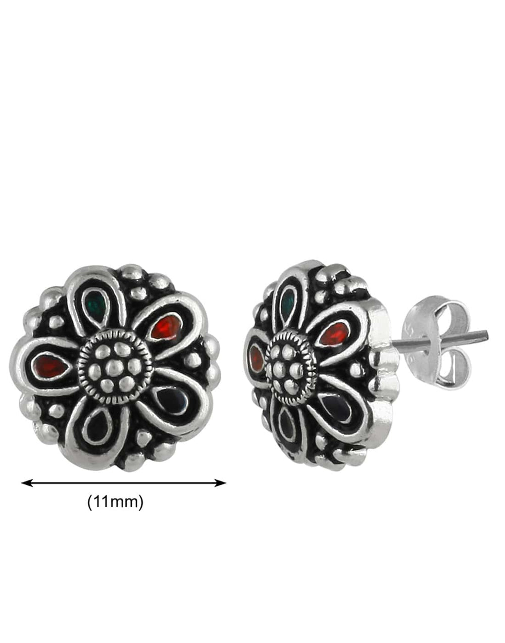 92.5 Silver and Unisexual Meena Work light weighted Studs - Studs