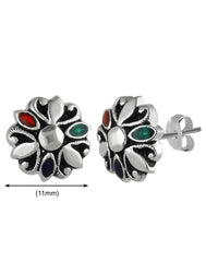 92.5 Silver and Unisexual Meena Work light weighted Studs - Studs