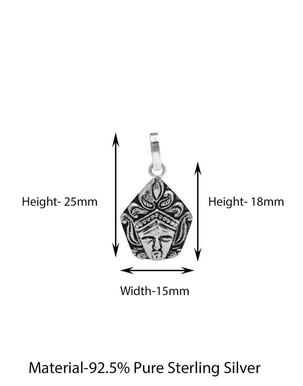 92.5 Silver Maa Kali Pendant with 18 inch Chain - Pendants