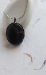 92.5 Silver Pendant with Black Onyx Stone and 18 inch Chain - Pendants