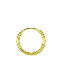 92.5 Sterling Silver 10 mm Gold Plated Nose Ring Hoops Bali - Silver Nose Ring