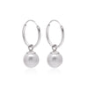 92.5 Sterling Silver 14mm Hoop Earrings with 8mm hanging White Pearl