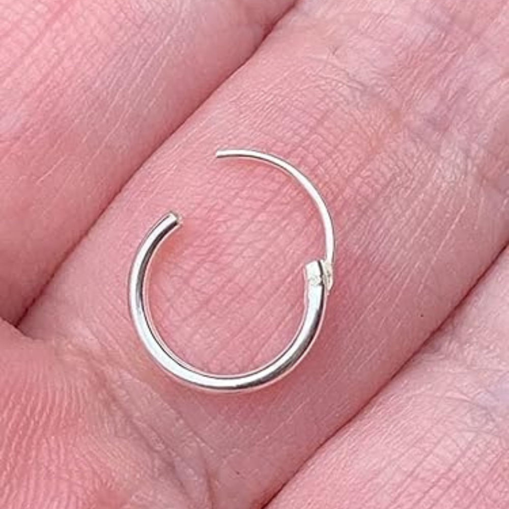 92.5 Sterling Silver 8 mm Nose Ring Hoops Bali - Silver Nose Ring