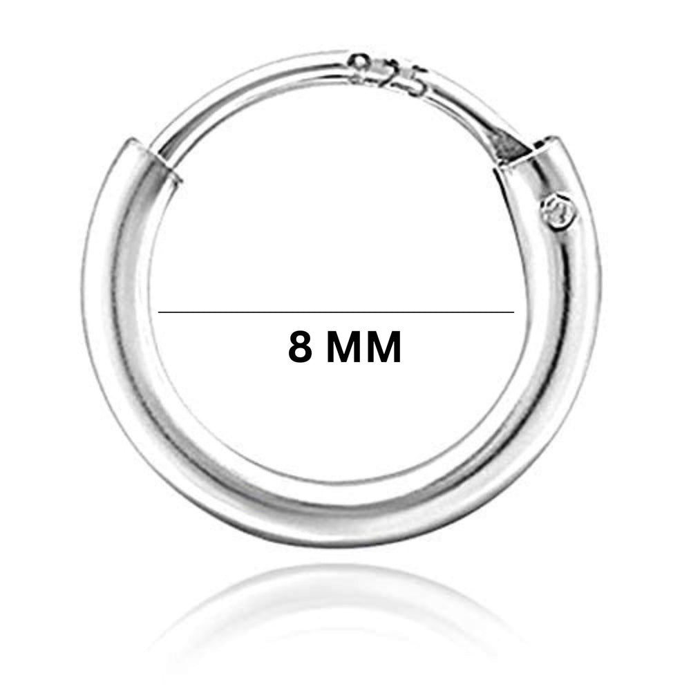 92.5 Sterling Silver 8 mm Nose Ring Hoops Bali - Silver Nose Ring